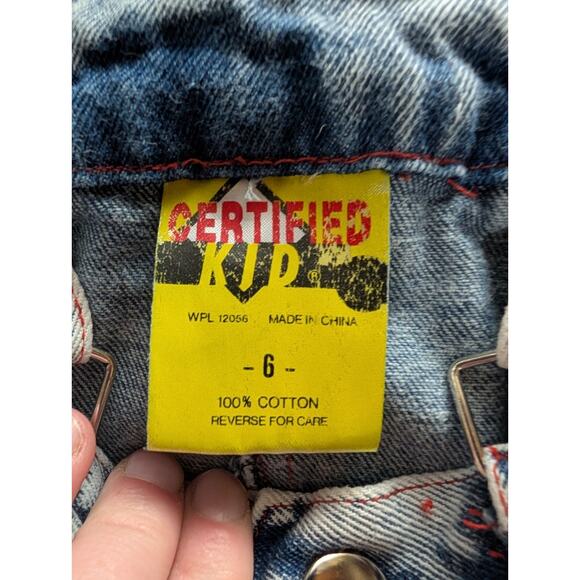 Certified Kid Acid Wash Vintage Shortalls Overalls Dungarees Sz 6 90s Y2K Unisex - Picture 6 of 6
